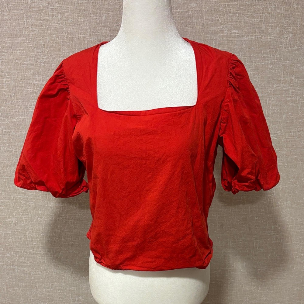 Vince Camuto Crimson Square Neck Puff Sleeve Top